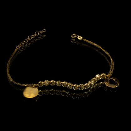 Złota bransoletka z koralikami Charms – zawieszki koła - pr 585